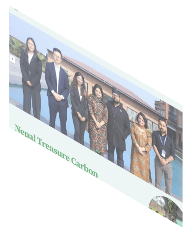 Angled screenshot of a corporate website showing team members at an event